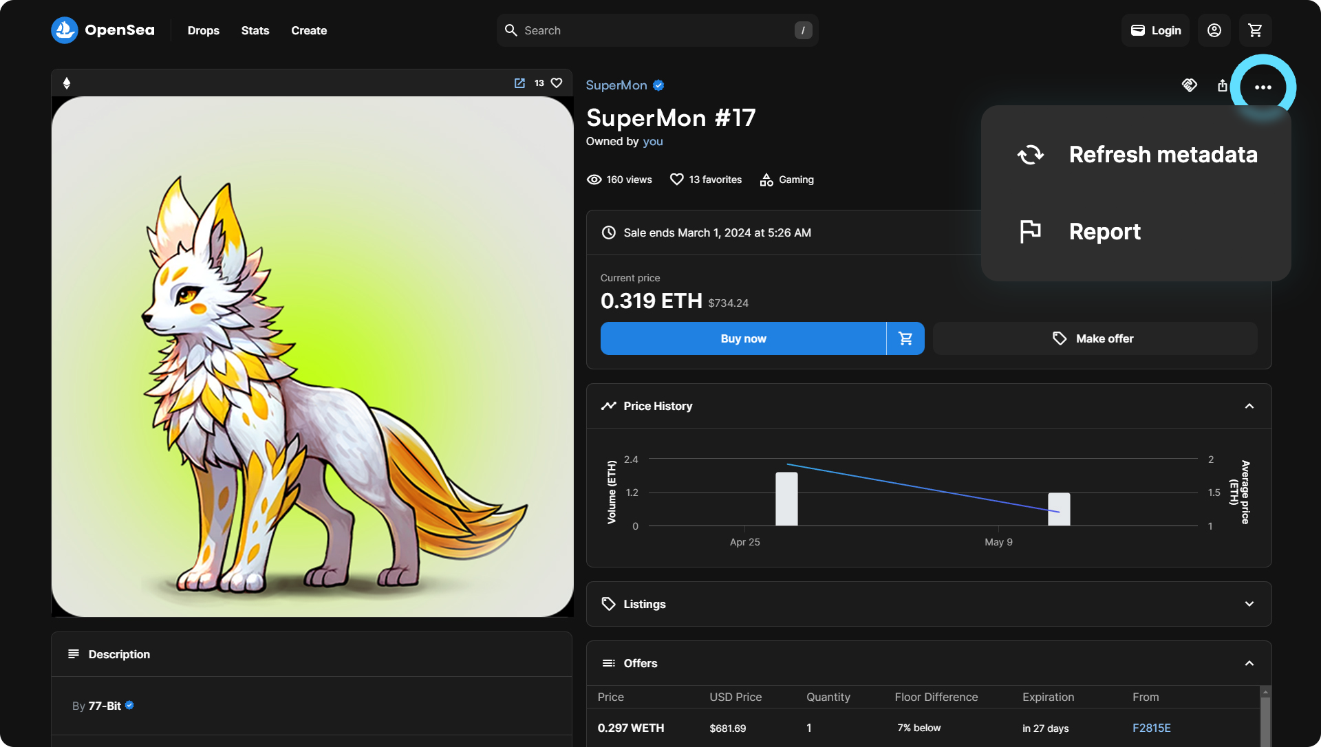 Irys nft opensea refresh metadata